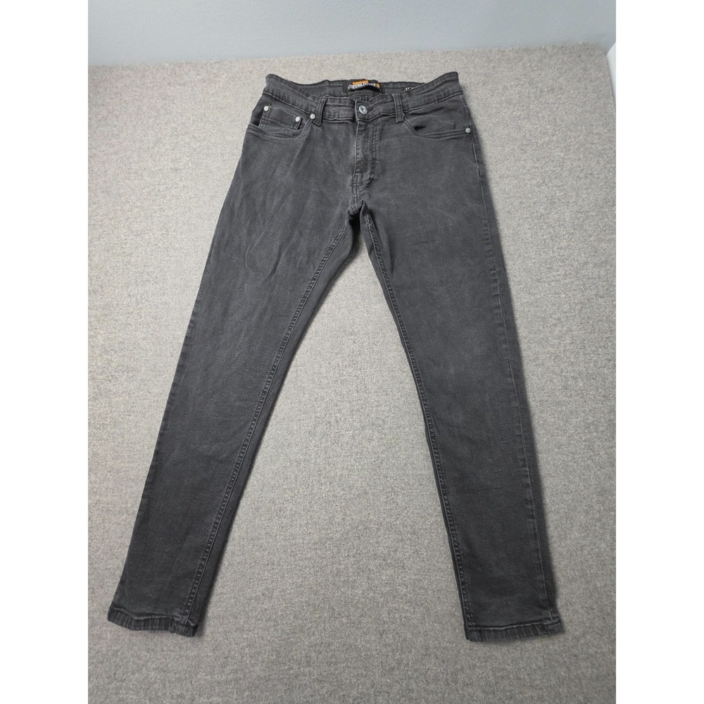 Copper Rivet Jeans Mens 32/30 Black Denim Slim Fit Stretch Low Rise Skinny Leg